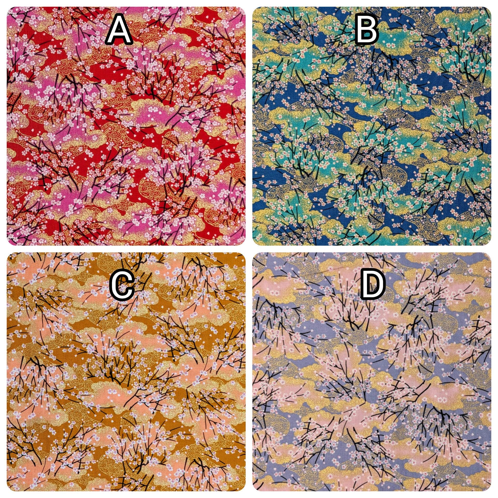 Asano - Cherry Blossom Trees With Gold Japanese Cotton Fabric A
