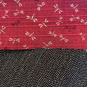 Double Sided Dragonfly and Same-Komon Japanese shantung cotton fabric Sevenberry 88235-2-6 red black
