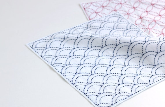 【ゆい】EnikoKatalin BotanicalSheer Yokota Strawberry Blossoms Sashiko Fukin Japanese Cotton Sampler