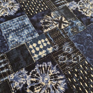 Printed Shibori Sashiko Patchwork Senyo Japanese cotton fabric SO-58700-2 C dark blue