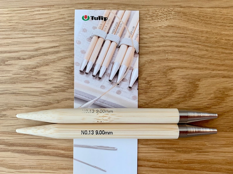 1 paio di punte per ferri da maglia circolari intercambiabili lunghe Tulip CarryC originali da 12cm raggi per maglieria in bambù senza abbinamento di cavi TCC-07  15