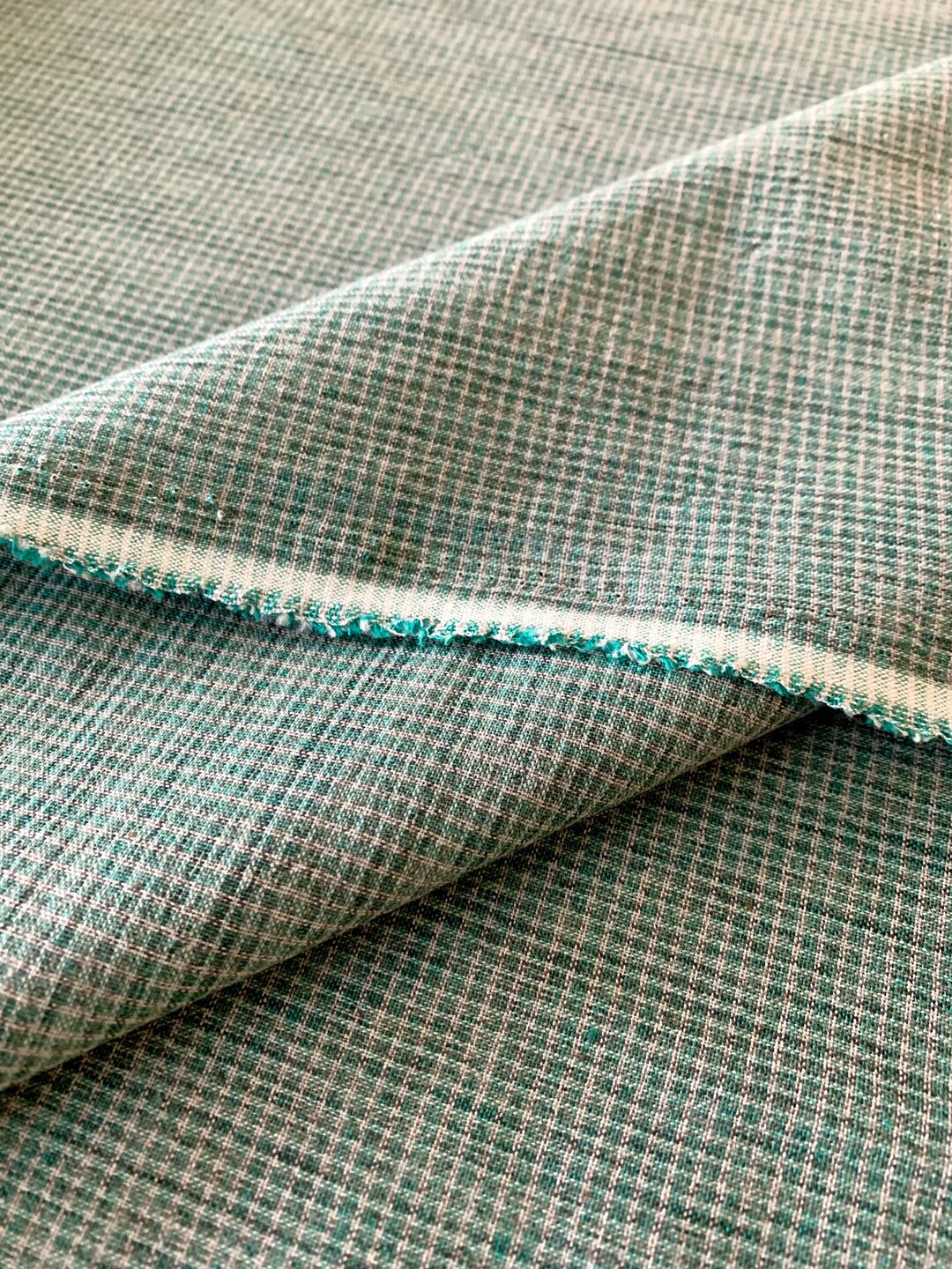 Japanese Yarn Dyed Cotton Taupe Fabric AY100LG1 Pine Green Etsy