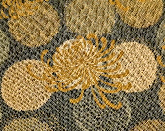 Sevenberry Rustic Chrysanthemums Japanese cotton fabric 850484-1-5 green yellow beige