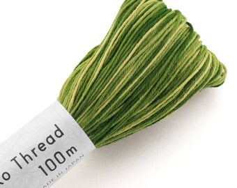 Olympus Color #155 Japanese sashiko thread variegated GARDEN GREENS 100 meter skein