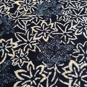 Sevenberry Maple Leaf Momiji Japanese cotton fabric 88223-2 navy blue beige