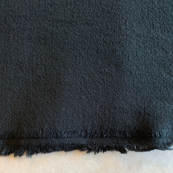 Cosmo jet black Japanese cotton linen blend canvas fabric AD5188-300