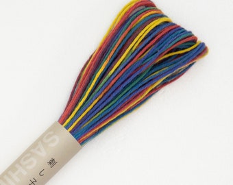 Olympus Color #74 Japanese cotton sashiko thread Variegated RAINBOW 20 meters