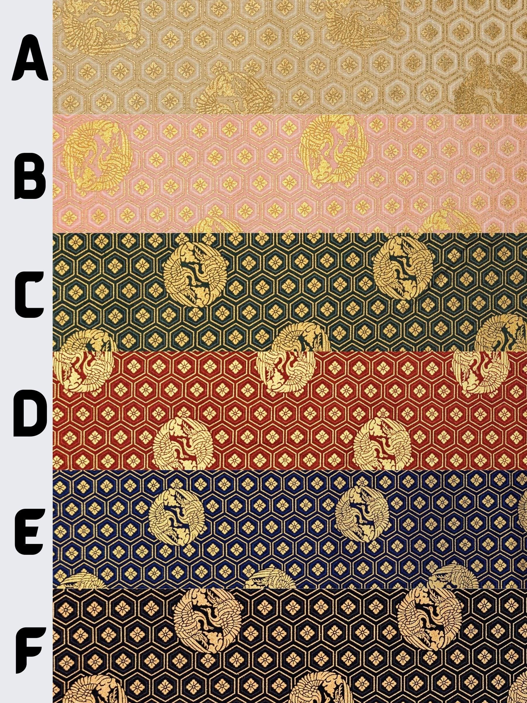 Quiltgate - Golden Cranes and Kikko Cotton Japanese Fabric - Blue