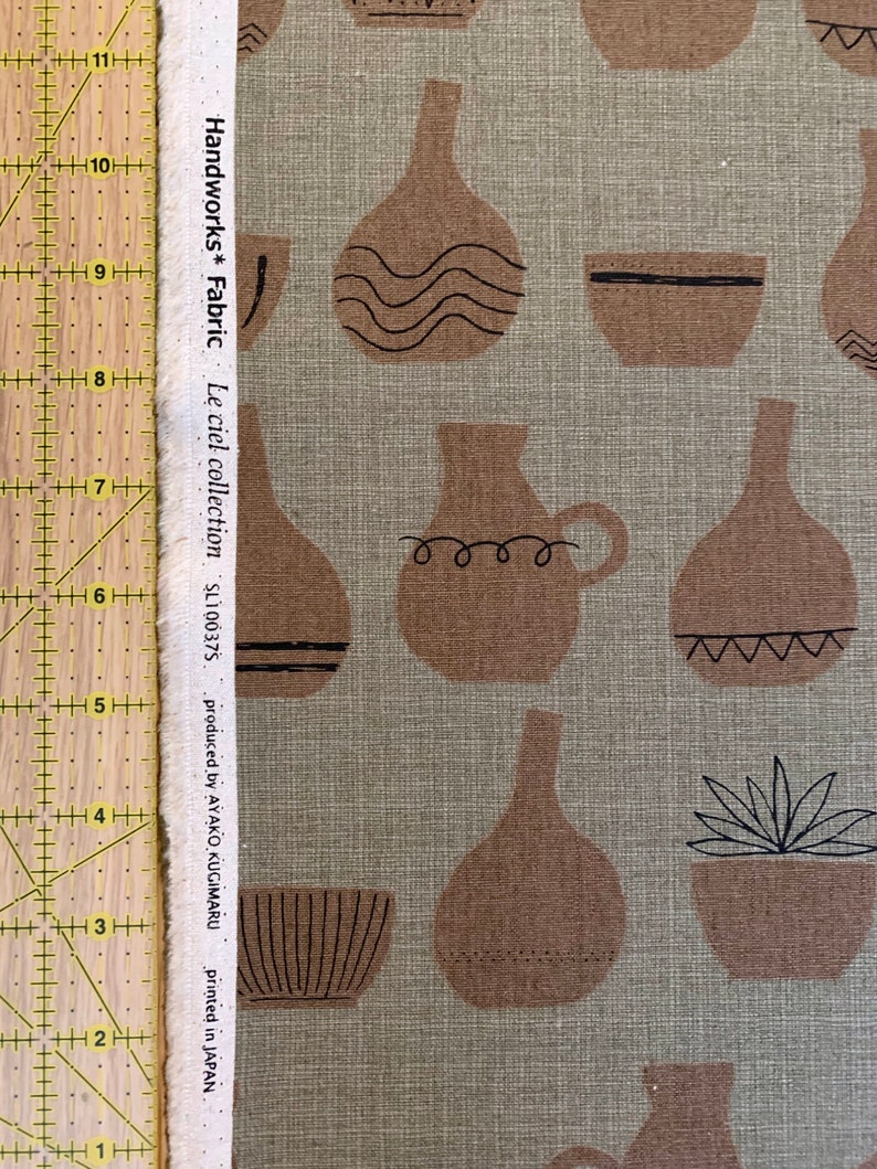 Kitchen Kitch Le Ciel Collection Handworks Fabric Japanese cotton linen SL10037S-E brown