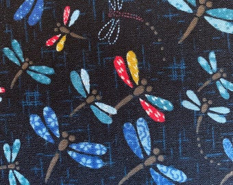 Patchwork Dragonflies Sevenberry  Japanese cotton fabric 83033-1-1 blue