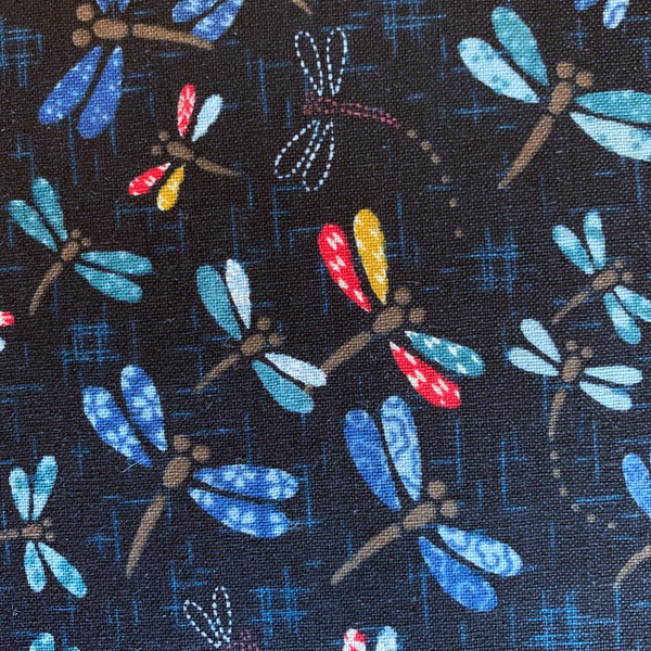 Patchwork Dragonflies Sevenberry  Japanese cotton fabric 83033-1-1 blue