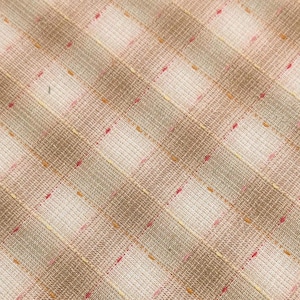 Dotted textured gingham Japanese yarn dyed cotton taupe fabric SY10633S B tan