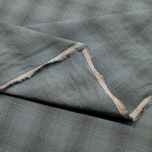 NEW MYD - Glen Check Plaid Cotton Japanese Yarn Dyed Fabric - Medium Blue 24-1-9-B