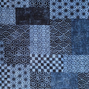 Patchwork Sevenberry Japanese cotton dobby fabric 850350-3-1 blue