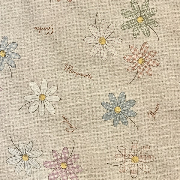 Junko Matsuda Chocolate Box Collection daisies print Japanese cotton fabric 11-0053-3A off-white beige