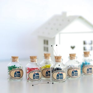 Little House Pin Jar Japanese glass head pins choose your color
