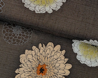 NEW Kobayashi - Japanese Chrysanthemum & Pinstripes Dobby Cotton Japanese Fabric - Dark Brown KTS7097-C