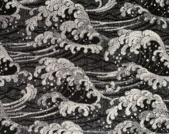 Ocean Waves Sevenberry Japanese cotton dobby fabric 850350-1-4 dark gray