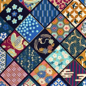 Senyo Golden Flower Story Japanese cotton fabric SK-6400-2D indigo blue