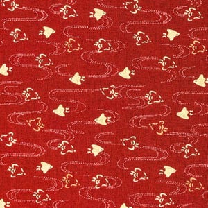 Chidori Sevenberry Japanese cotton fabric 88222-8-3 beige & red