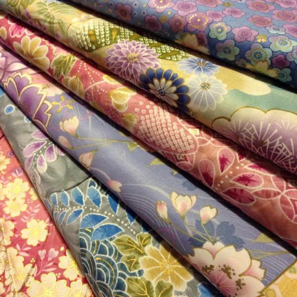 Kona Bay 6 fat quarters Japanese cotton sateens in pastels