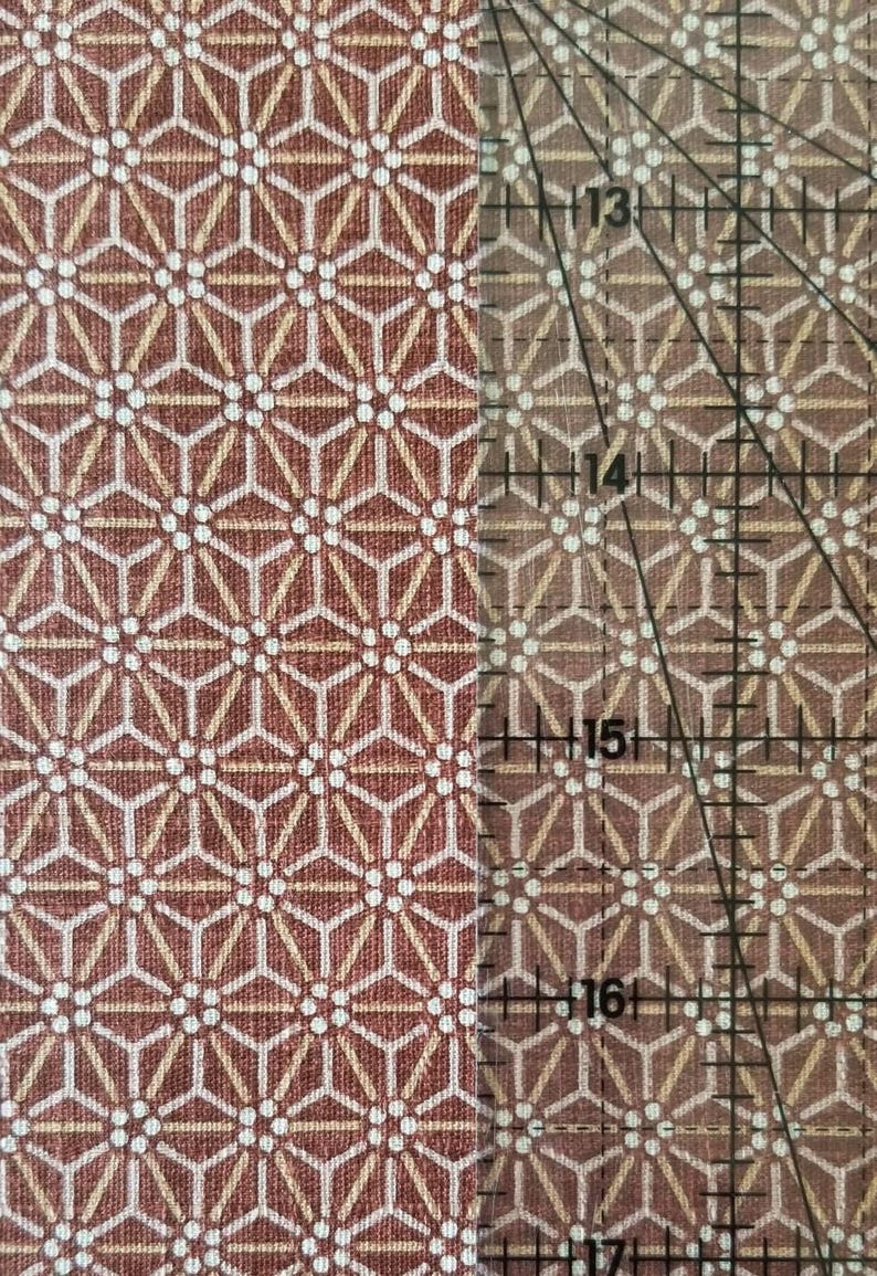 Tela de algodón japonés dobby Morikiku con estampado de hojas de cáñamo en color morera M17000-E3 imagen 6