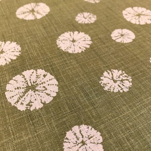 Morikiku Shibori Sand Dollars Japanese cotton dobby fabric PRINT M-18000-A18 sage green beige