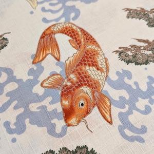 Hopping Koi Hokkoh Japanese cotton dobby fabric 1024-140-2 A white