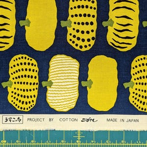Kabocha Pumpkins Japanese cotton Oxford fabric UP5910-D yellow & blue bild 4