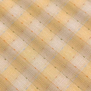 Dotted textured gingham Japanese yarn dyed cotton taupe fabric SY10633S C yellow