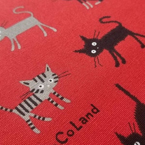 Cocoland Medium Cats Japanese Oxford cotton H-CO-10002-2-B red