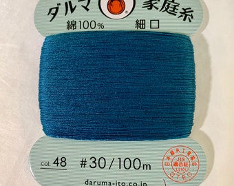 Color #48 なんど Greenish Blue Daruma Hand Sewing Thread Japanese Cotton 100 meter skein size #30