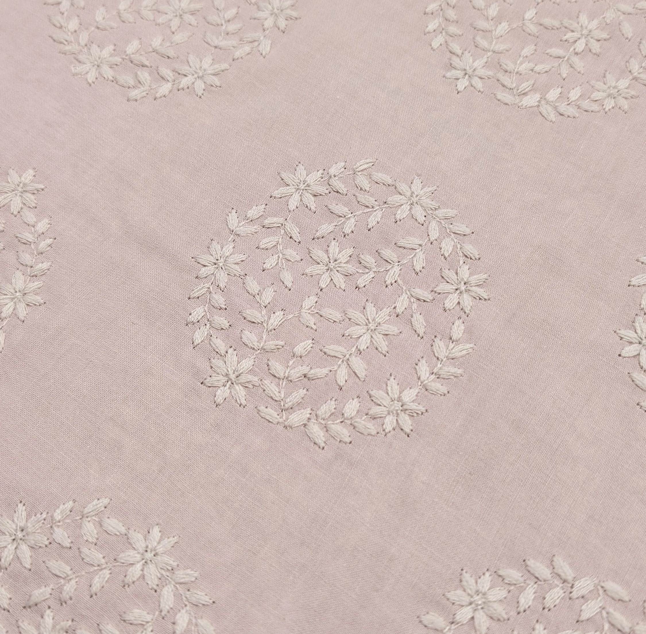 Embroidered Floral Japanese voile cotton fabric YO-2010 E pink & white - half yard