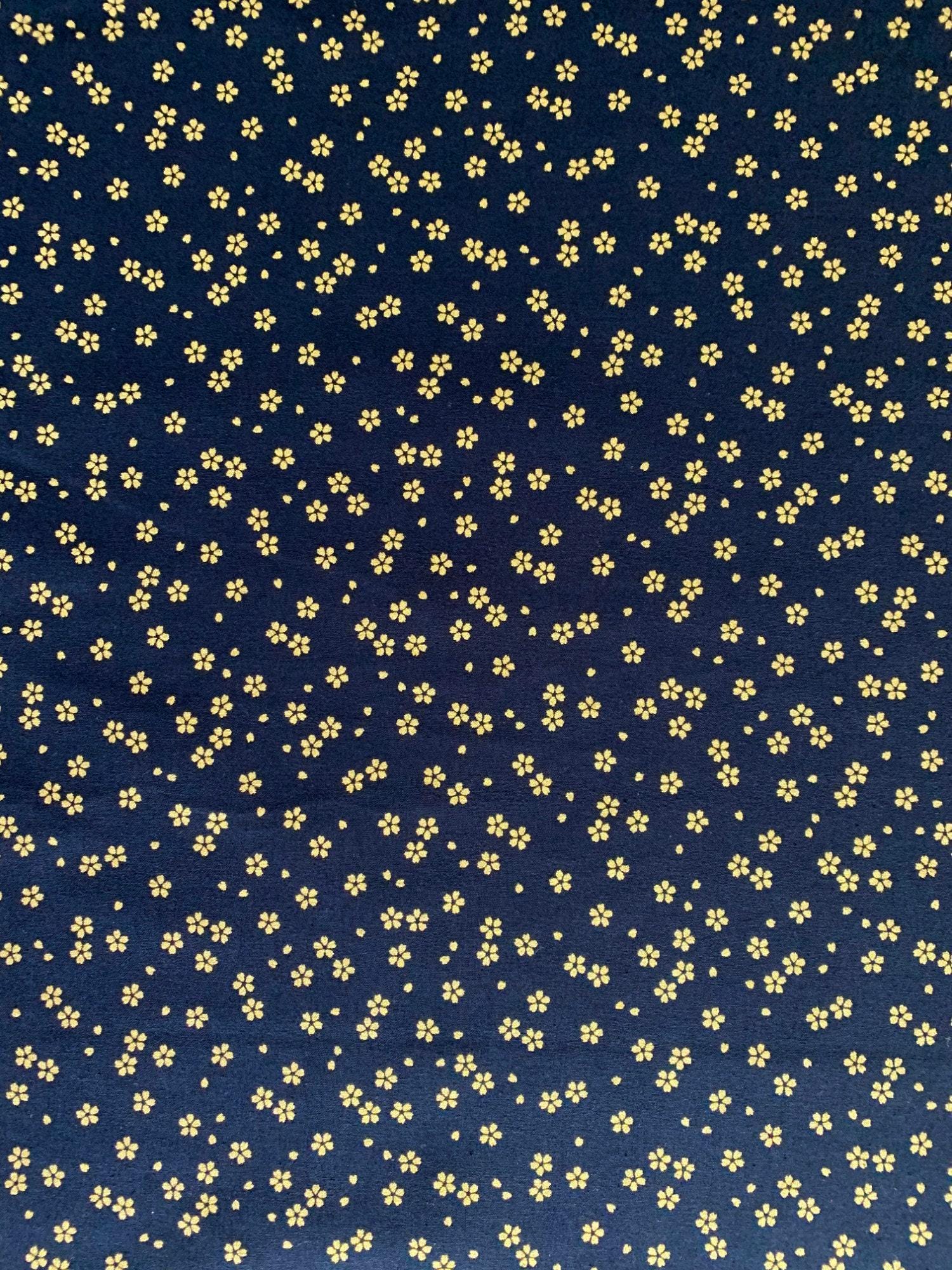 Golden Sakura Cherry Blossoms Sevenberry Japanese Cotton Fabric