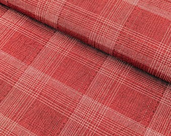 Glen Check Plaid Cotton Japanese Yarn Dyed Fabric - Red MYD-24-1-6-E