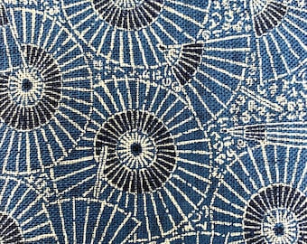 Sevenberry Vintage Parasols Japanese cotton fabric 83046-1-2 medium blue