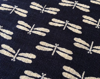 Sevenberry Dragonfly Tombo Japanese cotton fabric 88223-9 navy blue beige