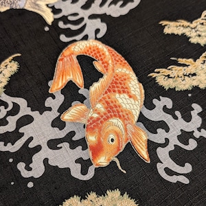 Hopping Koi Hokkoh Japanese cotton dobby fabric 1024-140-2 E black