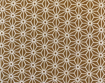 Sevenberry Small Asanoha stars in beige on bronze Japanese cotton fabric 88222-2-1