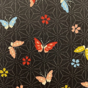 Little Butterflies Sevenberry Japanese cotton fabric 83044-1-6 black