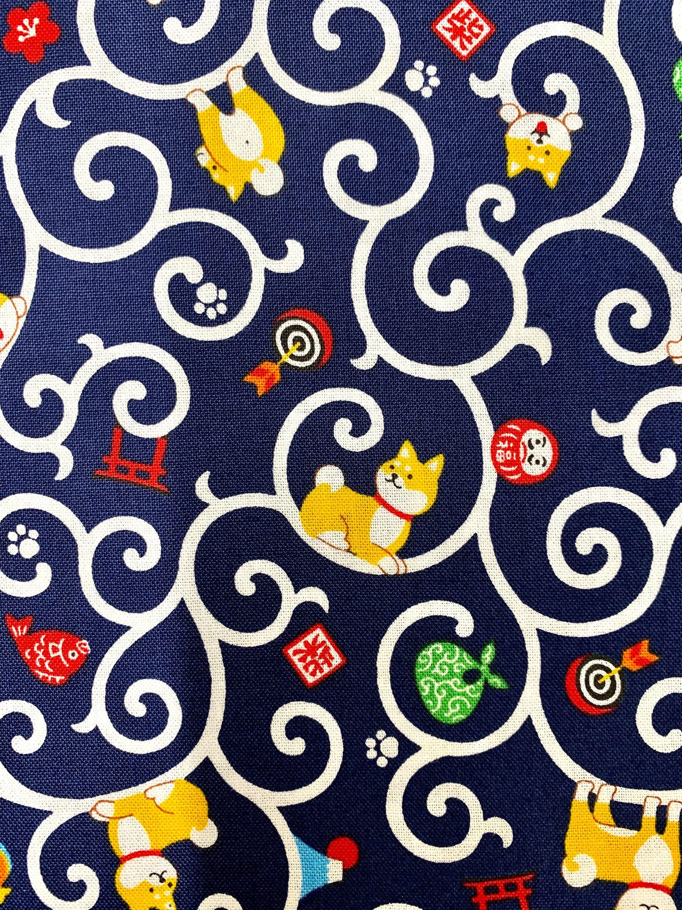 Shiba New Year Cosmo Japanese Cotton Fabric AP35404-2C Navy Blue