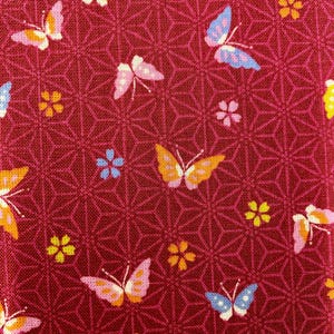 Little Butterflies Sevenberry Japanese cotton fabric 83044-1-4 red