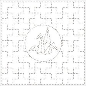 Yokota Linked Crosses and Origami Crane Sashiko Fukin Japanese cotton sampler cloth 843K-8 white