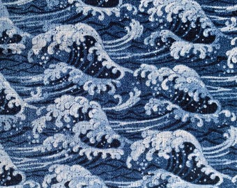 Ocean Waves Sevenberry Japanese cotton dobby fabric 850350-1-1 blue