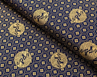 Quiltgate - Golden Cranes and Kikko Cotton Japanese Fabric - Blue