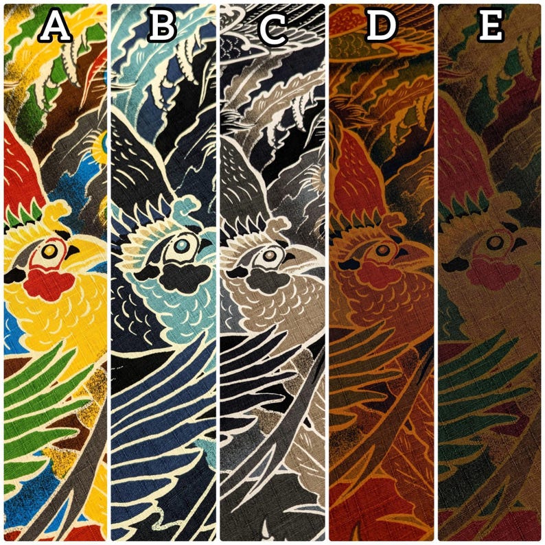 Rising Phoenixes Kobayashi Japanese dobby cotton fabric KTS-7015 B blue - half yard image 4