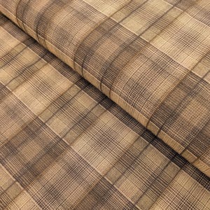 Cosmo plaid Japanese yarn dyed cotton taupe fabric AY77000-4 F brown & beige