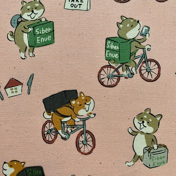 Shiba Delivery Service Trèfle Kokka Japanese cotton fabric YKA-89050-1A pink