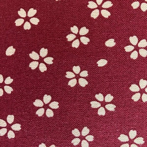 Tissu en coton japonais Sakura Sevenberry, fleurs de cerisier moyennes 88220-5-1 rouge beige