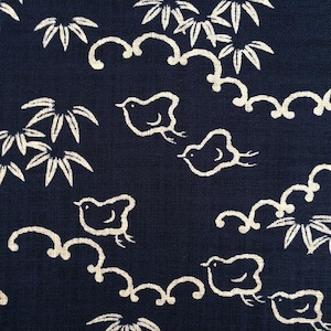 Sevenberry chidori little bird Japanese cotton fabric 88223-11 navy blue beige